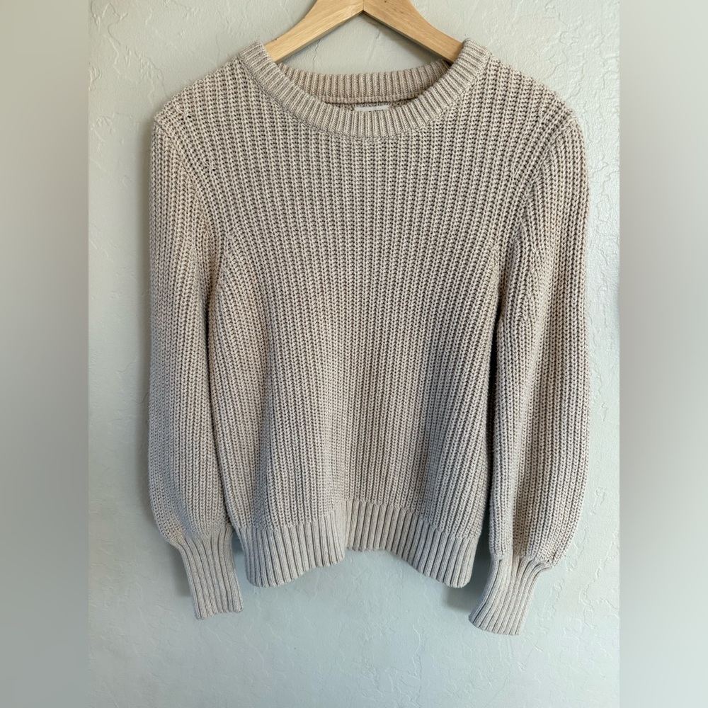 EUC • J.Crew 100% Cotton Women's Knit Sweater in Beige/Tan